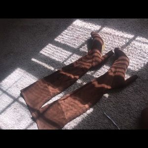 Brown thigh high boots